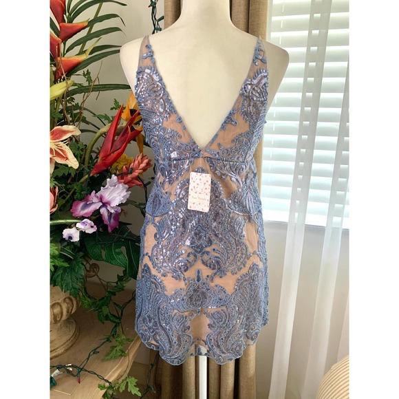 Free People Night Shimmers Sequin Mini Dress in Blue - Picture 10 of 15